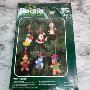 Bucilla Christmas Heirloom Craft Kit 6 Jeweled Stitchery Ornaments #48786